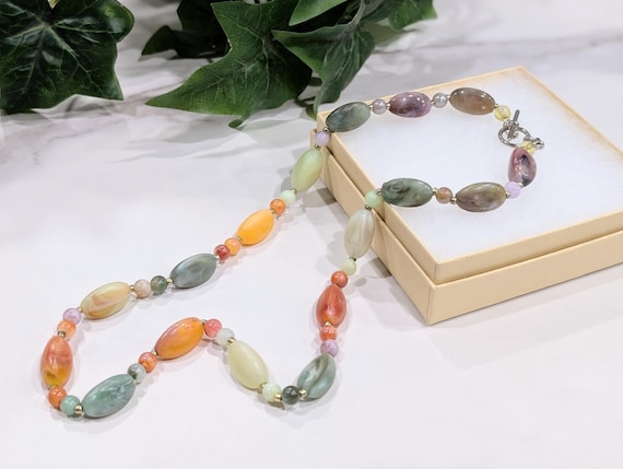 Pastel Multicolor Acrylic Bead Necklace - Boho Statement Jewelry