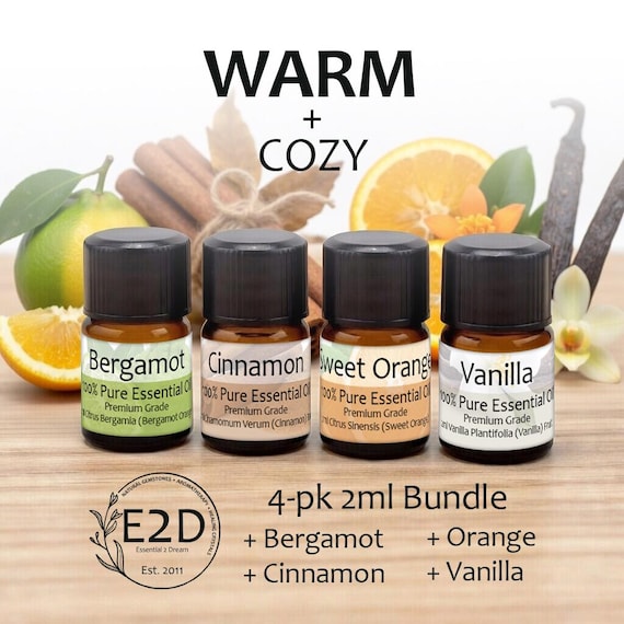 Warm + Cozy Essential Oil Bundle – Set of 4 2ml Bottles for Aromatherapy or Diffuser