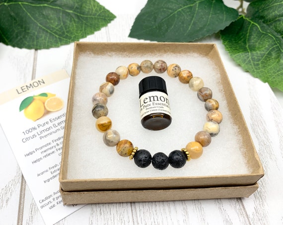 Crazy Lace Agate Lava Diffuser Bracelet - Joy Optimism Happiness 8mm