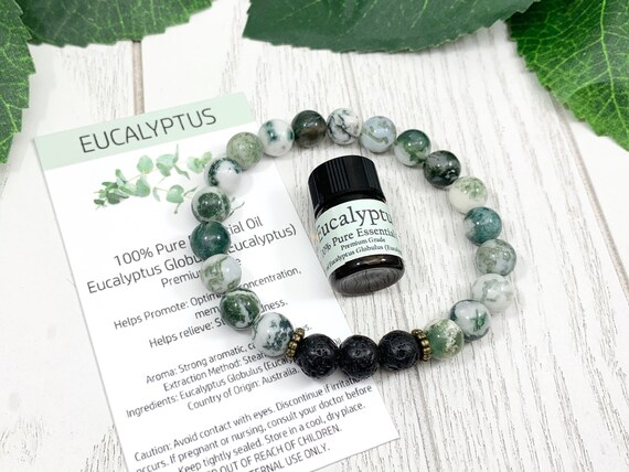 Green Tree Agate Diffuser Bracelet • Bracelet for Growth, Abundance and Peace • Aromatherapy Jewelry • 8mm Oil Diffuser