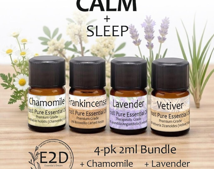 Calm + Sleep Essential Oil Bundle – Set of 4 2ml Bottles for Aromatherapy or Diffuser