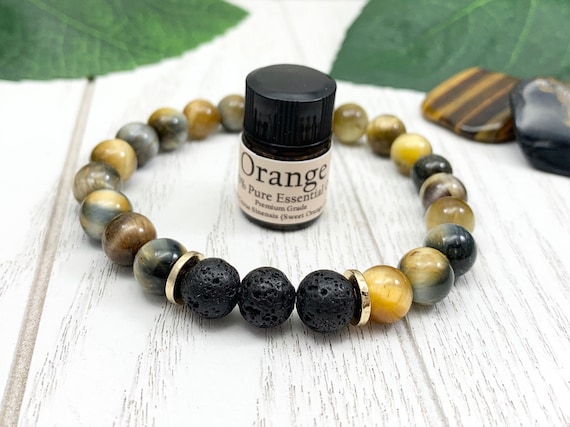 Tiger's Eye Lava Diffuser Bracelet