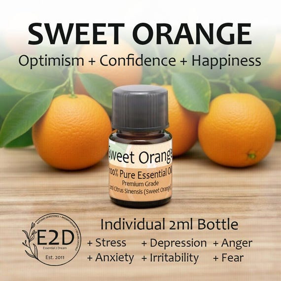 Juicy Citrus Sweet Orange Essential Oil for Happiness, Confidence & Aromatherapy (2ml)