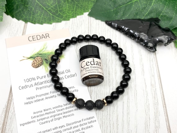 Black Obsidian Diffuser Bracelet • Grounding Bracelet for Cleansing, Detox and Stress Relief • Aromatherapy Jewelry • 6mm Oil Diffuser
