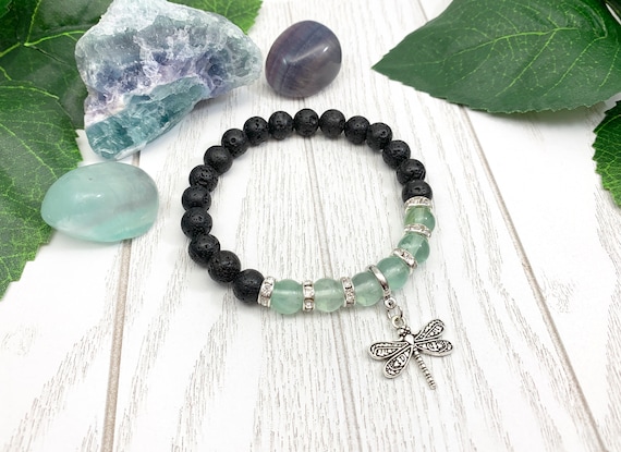 Green Fluorite Dragonfly Bracelet • Uplifting Grief and Loss Bracelet • Miscarriage Bracelet • Fluorite Jewelry