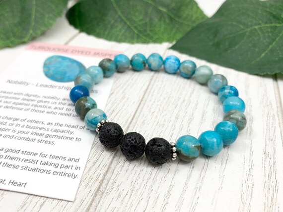 Blue Ripple Jasper Diffuser Bracelet • Relaxation Bracelet for Grounding and Confidence • Aromatherapy Jewelry • 8mm Oil Diffuser