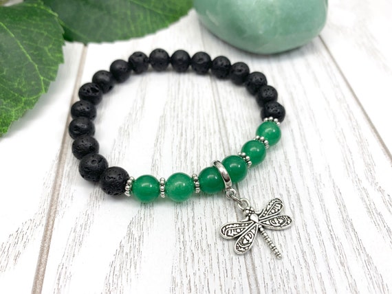 Green Aventurine Dragonfly Bracelet • Uplifting Grief and Loss Bracelet • Miscarriage Bracelet for Positivity and Luck • Aventurine Jewelry