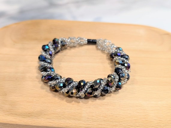 Chic Rainbow Aura Magnetic Bracelet with Sparkling Crystal Beads