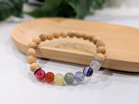 Agate Chakra Bracelet — 8 mm Meditation Jewelry