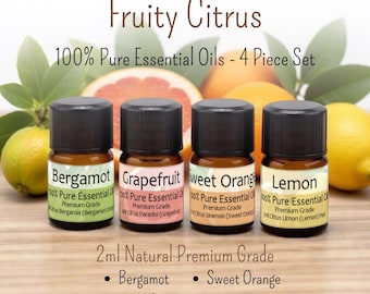 Citrus Essential Oil Set of 4, 2ml Fruity Aromatherapy Diffuser Refills