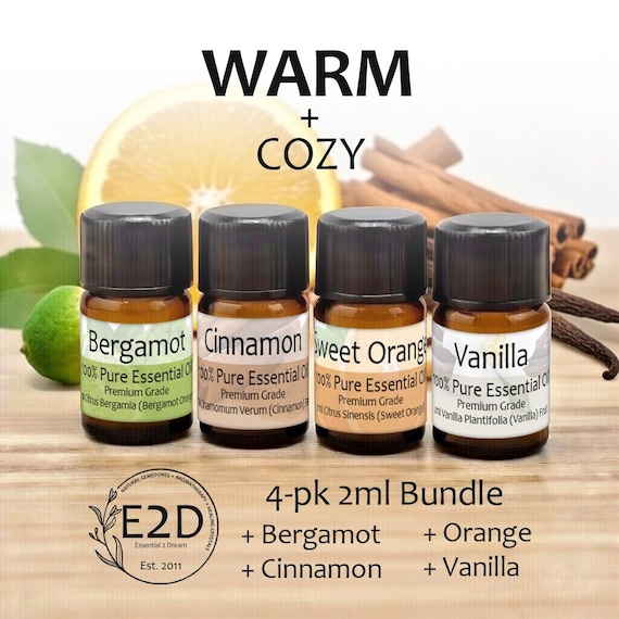 Warm + Cozy Essential Oil Bundle – Set of 4 2ml Bottles for Aromatherapy or Diffuser
