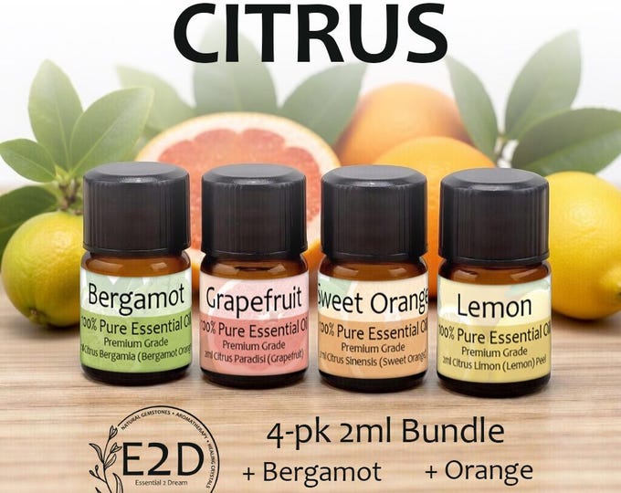 Fruity Citrus Essential Oil Bundle – Set of 4 2ml Bottles for Aromatherapy or Diffuser