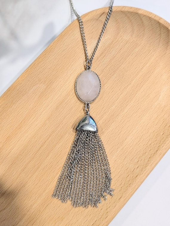 Rose Quartz Necklace — Dainty Silver Chain & Gemstone Pendant Jewelry