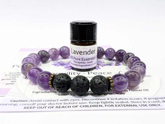 Amethyst Lava Diffuser Bracelet for Stress & Anxiety Relief — Purple Gemstone Aromatherapy Jewelry (8mm)