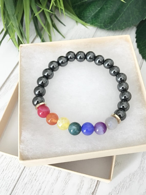 Agate Chakra Bracelet • Agate Meditation Bracelet • Balancing Bracelet for Anxiety and Stress Relief • Beaded Chakra Jewelry