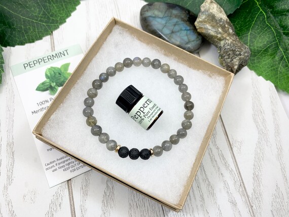 Labradorite Diffuser Bracelet • Balancing Bracelet for Protection, Intuition and Strength • Aromatherapy Jewelry • 6mm Oil Diffuser