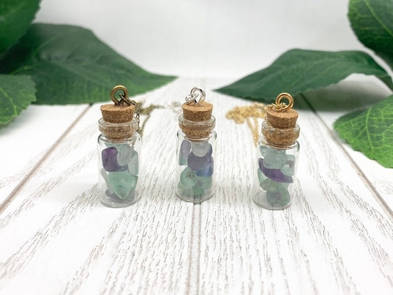 Rainbow Fluorite Bottle Necklace