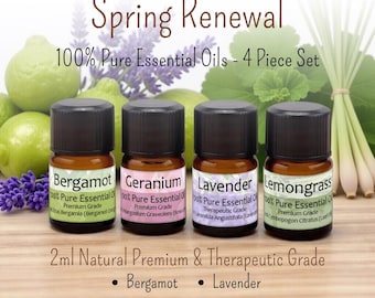 Spring Renewal Essential Oil Set of 4, 2ml Aromatherapy Diffuser Refills