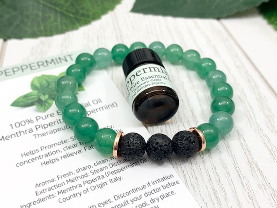 Green Aventurine Lava Diffuser Bracelet - Luck Prosperity 8mm
