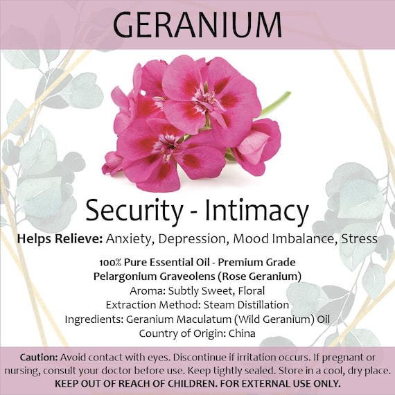 Geranium Essential Oil • Small 2ml Portable Diffuser Oil Aromatherapy • Peace • Joy • Memory • Concentration