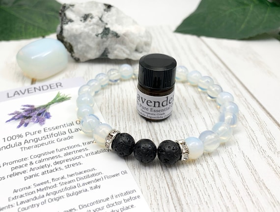Moonstone Diffuser Bracelet • Calming Bracelet for Sleep, Anxiety and Stress Relief • Aromatherapy Jewelry • 8mm Oil Diffuser