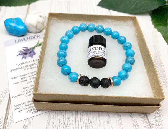 Turquoise Diffuser Bracelet • Calming Bracelet for Confidence, Anxiety and Stress Relief • Aromatherapy Jewelry • 8mm Oil Diffuser