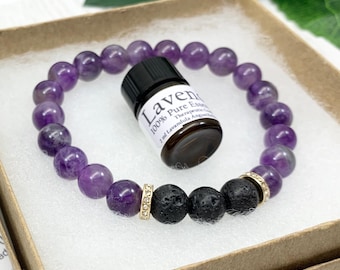Amethyst Diffuser Bracelet with Lavender Oil, Thoughtful Self-Care Gift for Her