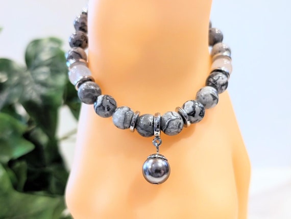Silver Crazy Lace Agate Charm Bracelet • Agate Bracelet for Joy, Happiness, Movement and Optimism • Silver Agate Jewelry