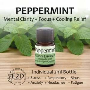 Minty Fresh Peppermint Essential Oil for Stress and Anxiety Relief, Aromatherapy & Diffuser Refill (2ml)