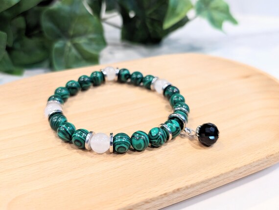 Green Malachite Gemstone Charm Bracelet