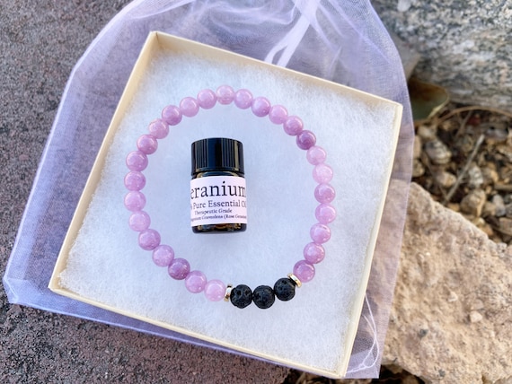 Lavender Quartz Lava Diffuser Bracelet - 6mm Beads Aromatherapy