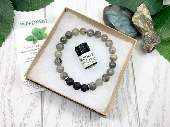 Labradorite Diffuser Bracelet • Balancing Bracelet for Protection, Intuition and Strength • Aromatherapy Jewelry • 8mm Oil Diffuser