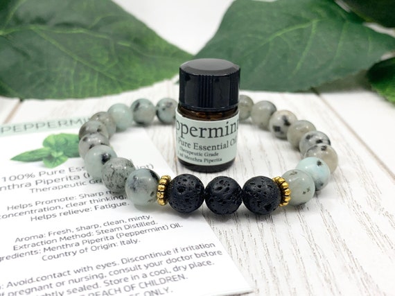 Sesame Jasper Diffuser Bracelet • Tranquility Bracelet for Joy, Anxiety and Stress Relief • Aromatherapy Jewelry • 8mm Oil Diffuser