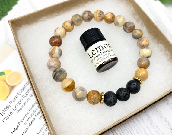 Crazy Lace Agate Diffuser Bracelet • Bracelet for Joy, Happiness, Movement and Optimism • Aromatherapy Jewelry • 8mm Oil Diffuser