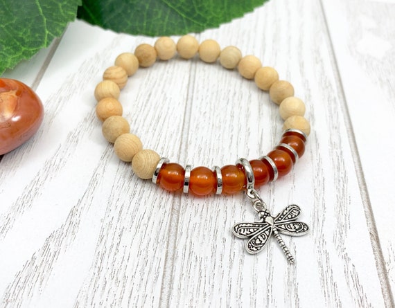 Carnelian Dragonfly Bracelet • Uplifting Grief and Loss Bracelet • Miscarriage Bracelet for Protection and Motivation • Carnelian Jewelry