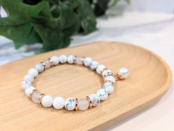 White Howlite Gemstone Charm Bracelet