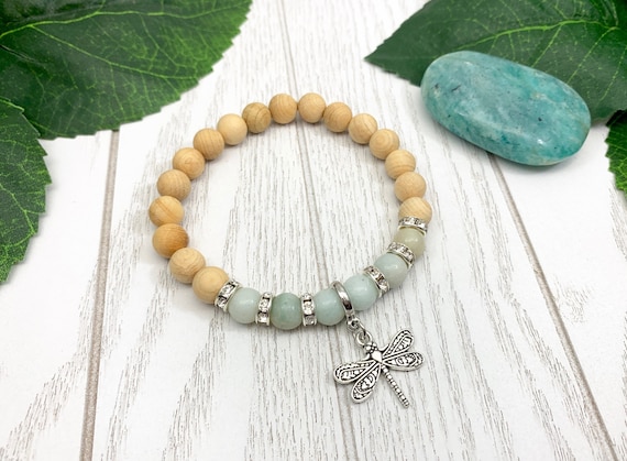 Flower Amazonite Dragonfly Bracelet • Uplifting Grief and Loss Bracelet • Miscarriage Bracelet for Fatigue and Trauma • Amazonite Jewelry