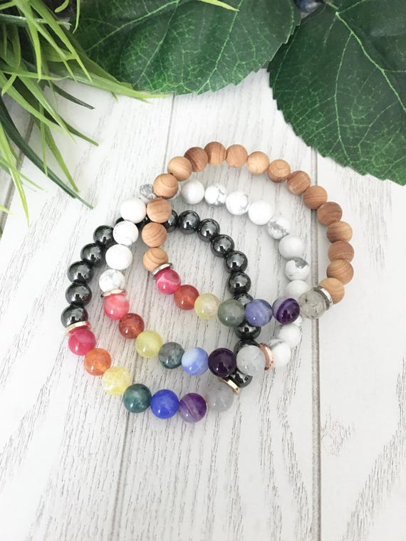 Agate Chakra Bracelet — 8 mm Meditation Jewelry