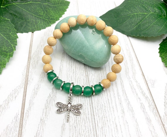 Green Aventurine Dragonfly Bracelet • Uplifting Grief and Loss Bracelet • Miscarriage Bracelet for Positivity and Luck • Aventurine Jewelry