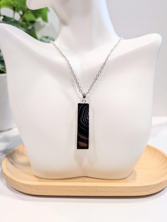 Botswana Agate Pendant Necklace • Agate Jewelry • Gemstone Necklace for Grounding, Security, Confidence and Resilience