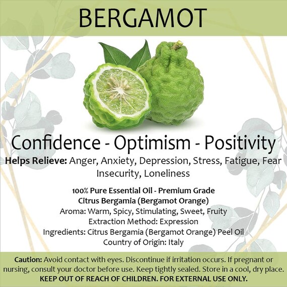 Bergamot Essential Oil • Small 2ml Portable Diffuser Oil Aromatherapy • Confidence • Optimism • Positivity