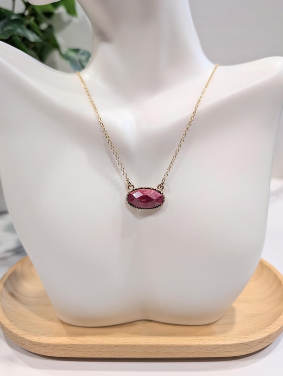 Red Jasper Pendant Necklace • Jasper Jewelry • Dainty Gemstone Necklace for Grounding, Protection, Energy and Courage