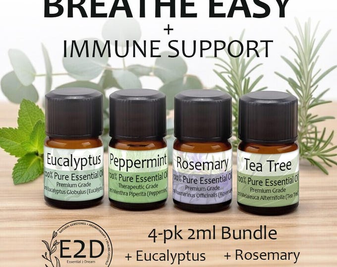 Breathe Easy Fresh Essential Oil Bundle – Set of 4 2ml Bottles for Aromatherapy