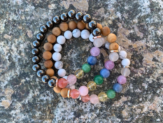 Quartz Crystal Chakra Bracelet • Quartz Crystal Meditation Bracelet • Balancing Bracelet for Anxiety & Stress Relief • Beaded Chakra Jewelry