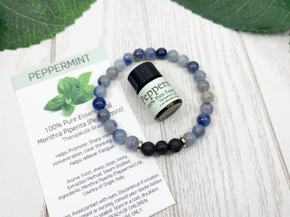 Blue Aventurine Oil Diffuser Bracelet, Lava Stone Diffuser, Aromatherapy Jewelry (6mm)