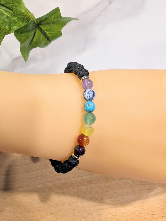 Lava Stone Chakra Diffuser Bracelet