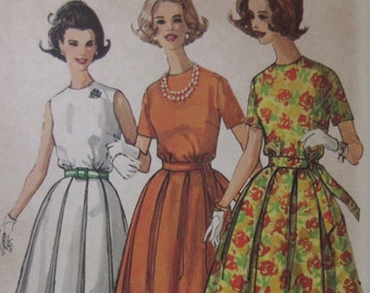 Vintage Simplicity 1960s Misses one piece Full Skirted Dress 4802 Size 14 Bust Size 34