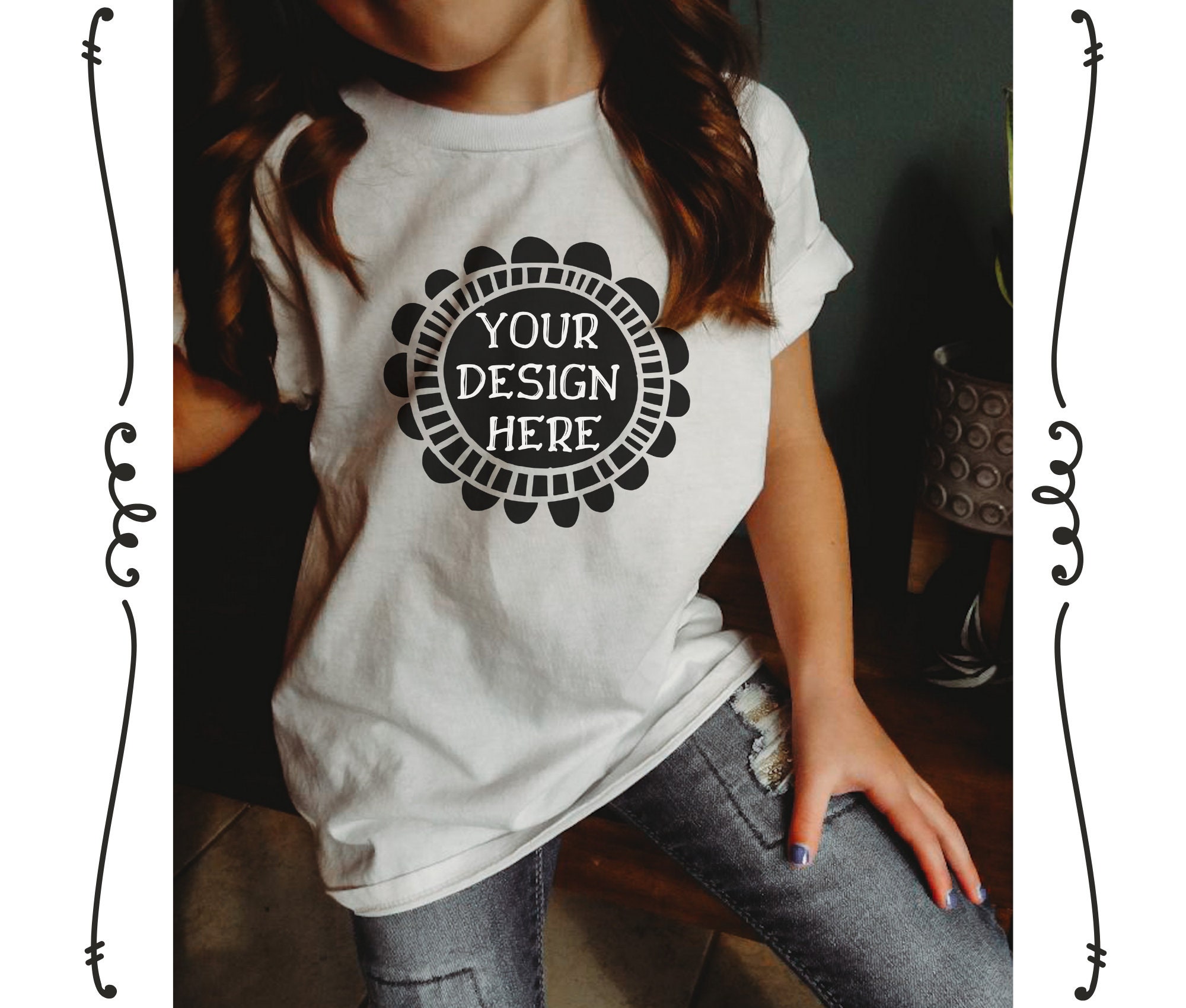 Download White Tee T-shirt Model Mockup Girls Mockup Kids Model | Etsy