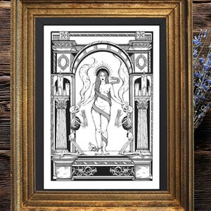 Lilith Fine Art Print | Sacred Feminine Wall Art | Witchy Shadow Work Decor for Altar or Home | A4 Printed Artwork