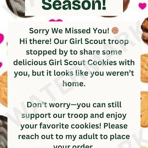 Girl Scout Cookie Saison Bundle I Cookie Türhänger I Visitenkarten I Girl Scout Türhänger I Pfadfinderin Kekse I Pfadfinderinnen I Kekse